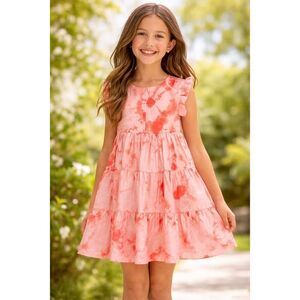 NWOT Pink chicken Polly silk tie dye dress. Sz 14, $148 A43